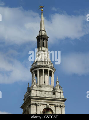 St Mary le Bow, Kirche in der City of London, von Christopher Wren, 1670er Jahre Kirchturm und spire Stockfoto