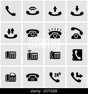 Vector schwarz Telefon-Icon-set Stock Vektor