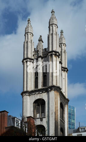 St Michael Cornhill, Kirche in der City of London, nach dem großen Brand von London wieder aufgebaut: gotische Turm Stockfoto