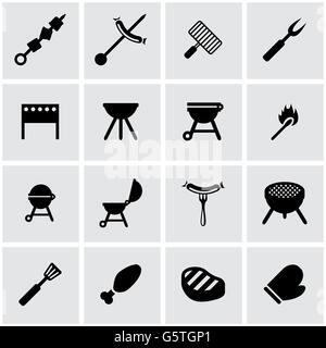 Vektor schwarzen Grill-Icon-set Stock Vektor