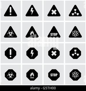 Vektor schwarze Gefahr-Icon-set Stock Vektor