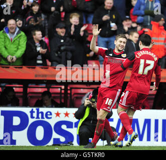 Fußball - npower Football League Championship - Bristol City / Ipswich Town - Ashton Gate. Steven Davies von Bristol City feiert sein Tor während des npower Football League Championship-Spiels im Ashton Gate, Bristol. Stockfoto