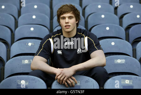 Rugby Union - Schottland Under 20 Pressekonferenz - Murrayfield Stadium. Jonny Gray, ein schottischer U-20-Spieler, bei einer Pressekonferenz im Murrayfield Stadium, Edinburgh. Stockfoto