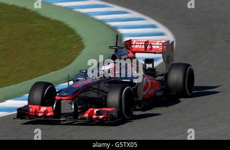 Formel 1 - Testing - Circuito de Jerez. McLaren Mercedes' Jenson Button im Circuito de Jerez, Jerez, Spanien. Stockfoto