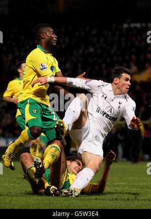 Fußball - Barclays Premier League - Norwich City / Tottenham Hotspur - Carrow Road. Gareth Bale von Tottenham Hotspur punktet mit dem Ausgleich Stockfoto