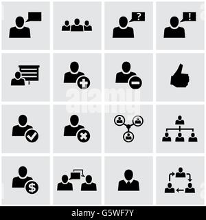 Vektor-schwarz Büro-Menschen-Icon-set Stock Vektor