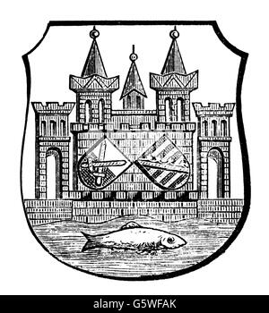 Heraldik, Wappen, Deutschland, Stadtwappen, Wittenberg, Holzstich, 1875, Zusatz-Rechte-Clearences-nicht vorhanden Stockfoto