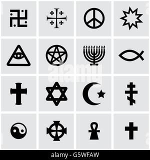 Vektor schwarz-religiöse Symbole-set Stock Vektor
