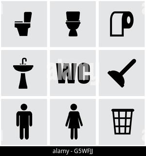 Vektor schwarze WC-Icon-set Stock Vektor