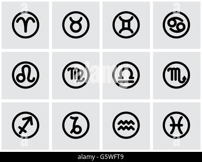 Vektor-schwarzer Tierkreis-Symbole-Icon-set Stock Vektor