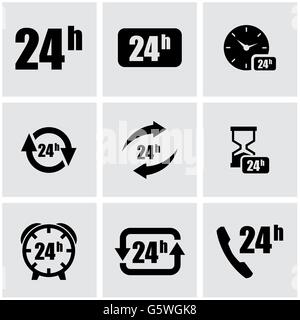 Vector schwarz 24 Stunden Symbolsatz Stock Vektor