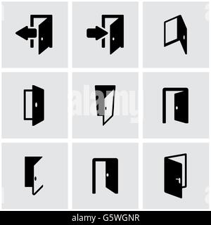 Vektor schwarze Tür-Icon-set Stock Vektor