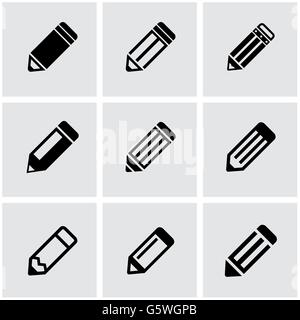 Vektor schwarzen Bleistift-Icon-set Stock Vektor