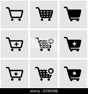 Vektor-schwarz shopping Warenkorb-Icon-set Stock Vektor