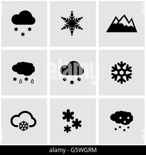 Vektor schwarzer Schnee-Icon-set Stock Vektor