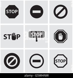 Vector schwarz Stop-Icon-set Stock Vektor