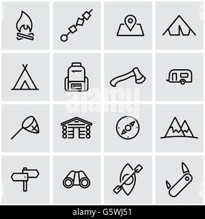 Vektor-Linie-camping-Icon-set Stock Vektor