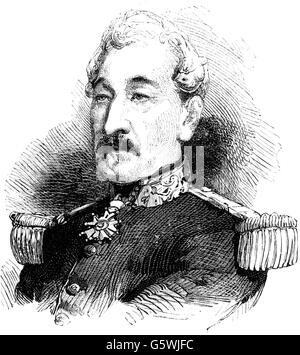 Cousin-Montauban, Charles, 24.6.1796 - 8.1.1878, französischer General, Kommandeur der französischen Expeditionskräfte in China 1860, Porträt, Holzgravur, 'Die Glocke', 1860, Stockfoto