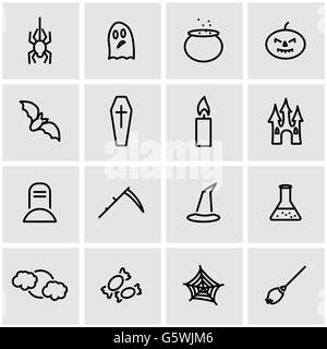 Vektor-Linie Halloween Symbolsatz Stock Vektor