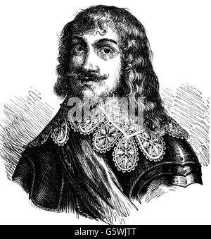 Bernard, 16.8.1604 - 18.7.1639, Herzog von Sachsen-Weimar, Deutscher General, Porträt, Holzgravur, 19. Jahrhundert, Stockfoto