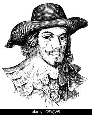 Bernard, 16.8.1604 - 18.7.1639, Herzog von Sachsen-Weimar, Deutscher General, Porträt, Holzgravur, 19. Jahrhundert, Stockfoto