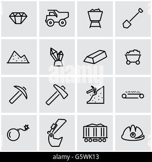Vektor-Linie-Bergbau-Icon-set Stock Vektor