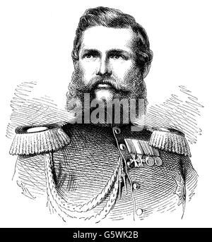 Friedrich III., 18.10.1831 - 15.6.1888, Deutscher Kaiser 9.3. - 15.6.1888, Porträt, Holzgravur, ca. 1865, Stockfoto