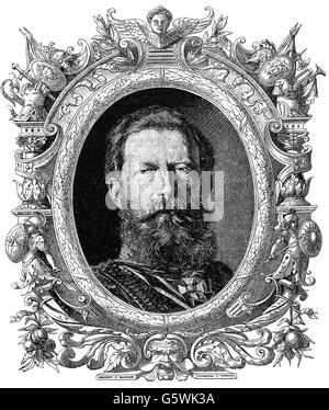 Friedrich III., 18.10.1831 - 15.6.1888, Deutscher Kaiser 9.3. - 15.6.1888, Porträt, Holzgravur, ca. 1875, Stockfoto