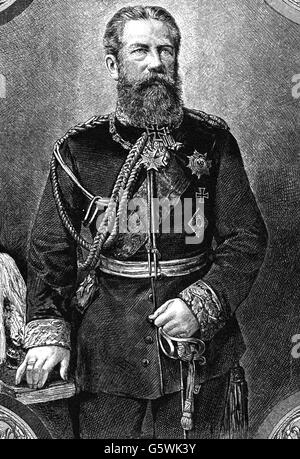 Friedrich III., 18.10.1831 - 15.6.1888, Deutscher Kaiser 9.3. - 15.6.1888, halbe Länge, Holzgravur, ca. 1875, Stockfoto