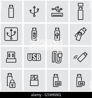 Vektor-Line-Usb-Icon-set Stock Vektor
