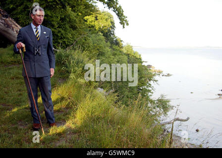 HRH Prince of Wales blickt auf die Insel Vilm, wo der Prinz wohnt. Stockfoto