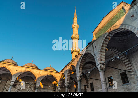 Innenhof des Sultan Ahmet oder blaue Moschee, Sultanahmet, Istanbul, Türkei Stockfoto