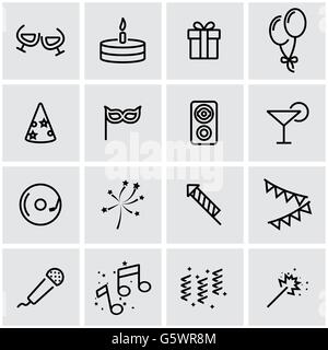 Vektor-Linie Geburtstag Icon set Stock Vektor