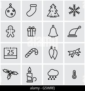 Vektor-Linie Weihnachten Symbolsatz Stock Vektor