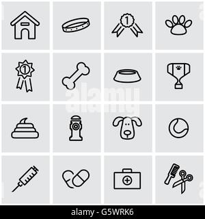 Vektor-Linie-Hund-Icon-set Stock Vektor