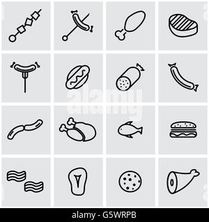 Vektor-Linie-Fleisch-Icon-set Stock Vektor