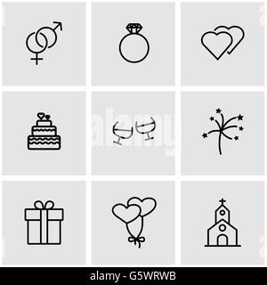 Vektor-Linie-Hochzeit-Icon-set Stock Vektor
