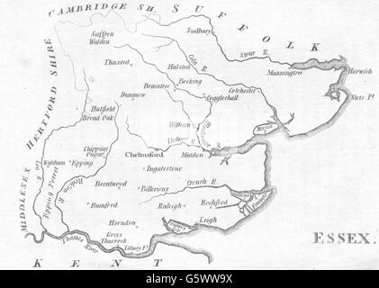 ESSEX: Aikin. Ziemlich knapp kleine county Karte. (5. Auflage), 1803 Stockfoto