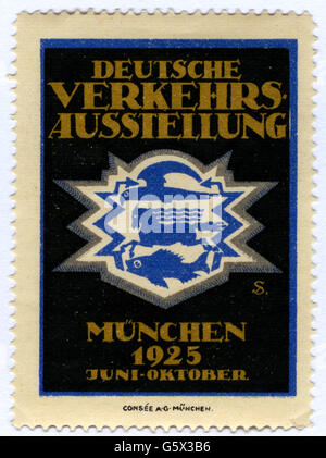 Werbung, Ausstellungen / Ausstellungen, Deutsche Verkehrsausstellung München, Juni - Oktober 1925, Zusatz-Rechte-Clearences-nicht vorhanden Stockfoto