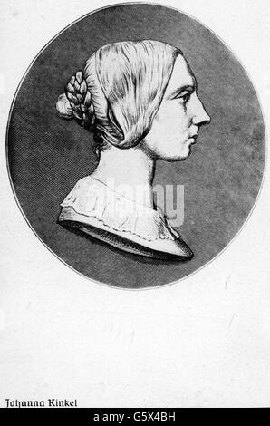 Kinkel, Johanna, 8.7.1810 - 15.11.1858, deutscher Komponist und Autor/Autor, Porträt, Holzgravur, ca. um das Jahr 1855, Stockfoto