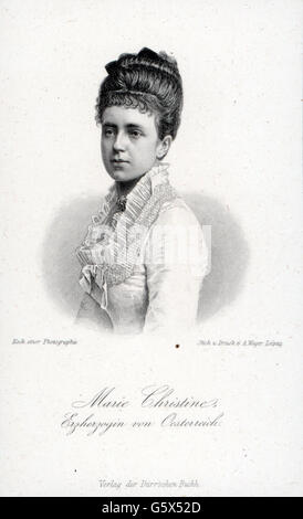 Maria Christina, 21.7.1858 - 6.2.1929, Königin von Spanien 29.11.1879 - 25.11.1885, Regent 25.11.1885 - 17.05.1902, Porträt, Stahlstich von August Weger, circa 1875, Artist's Urheberrecht nicht gelöscht werden Stockfoto