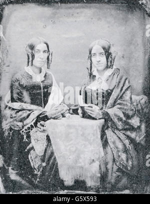 Fotografie, Daguerreotypie, zwei Schwestern, von Antoine Claudet (1797 - 1867), um 1850, Additional-Rights-Clearences-not available Stockfoto