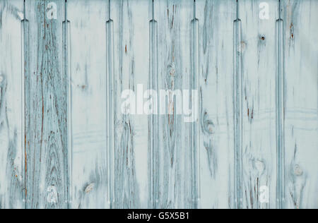 Hell blau/Petrol Vintage alte Grunge im Alter lackiert Holzplatte mit senkrechten Brettern Textur Hintergrund mit Farbe Skalierung Stockfoto