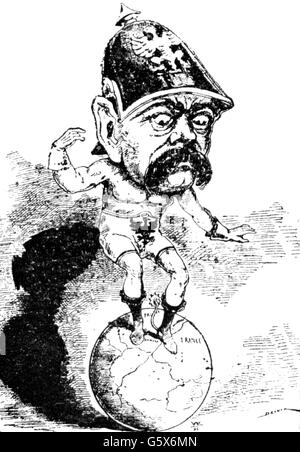 Bismarck, Otto von, 1.4.1815 - 30.7.1898, Deutscher Politiker, Karikatur, "dem Mann auf den Ball", Zeichnung von Draner, "Le Charivari", Paris, 1870, Artist's Urheberrecht nicht gelöscht werden Stockfoto