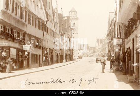 Geographie / Reisen, Deutschland, Donauwoerth, Straßen, Blick auf das Mariendom, Kabinettkarte, 1895, Additional-Rights-Clearences-not available Stockfoto