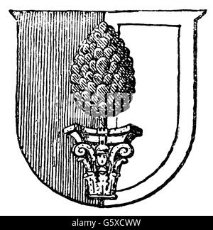 Heraldik, Wappen, Deutschland, Stadtwappen, Augsburg, Holzstich, 1892, Zusatz-Rechte-Clearenzen-nicht vorhanden Stockfoto