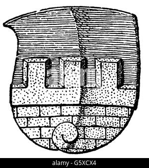 Heraldik, Wappen, Deutschland, Stadtwappen, Bautzen, Holzstich, 1892, Zusatz-Rechte-Clearenzen-nicht vorhanden Stockfoto