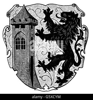 Heraldik, Wappen, Deutschland, Stadtwappen, Meissen, Holzstich, 1893, Zusatz-Rechte-Clearences-nicht vorhanden Stockfoto