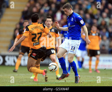 Ahmed Elmohamady von Hull City (links) und Callum Reilly von Birmingham City Stockfoto