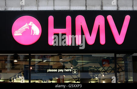 HMV - Belfast. Eine allgemeine Ansicht des HMV-Geschäfts im Stadtzentrum von Belfast Stockfoto